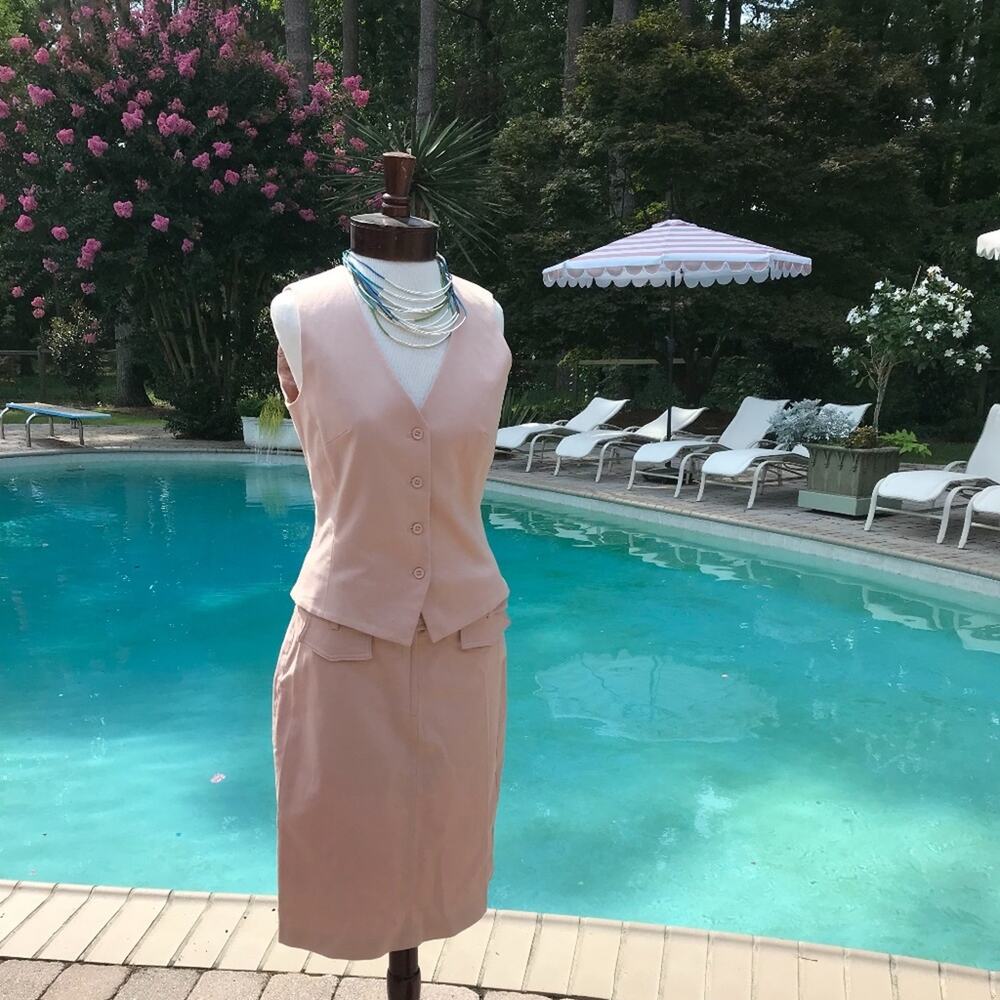 SANDRA ANGELOZZI SKIRT AND Waist Coat VEST BLUSH Western EUC SIZE 36